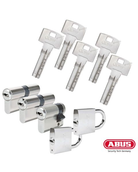 ABUS Bravus 3000 Profilzylinder-Sets | 2 Profilzylinder, 1 Halbzylinder, 2 Vorhangschlösser