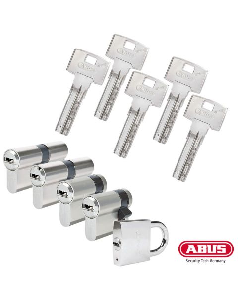 ABUS Bravus 3000 Schließzylinder Set | Bestehend aus 2 Profilzylinder & 2 Halbzylinder & 1 Hangschloss