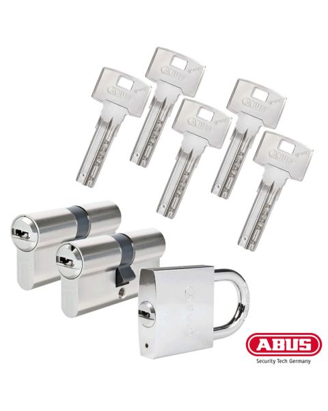 ABUS Bravus 3000 Schließzylinder Set | Bestehend aus 2 Profilzylinder & 1 Hangschloss