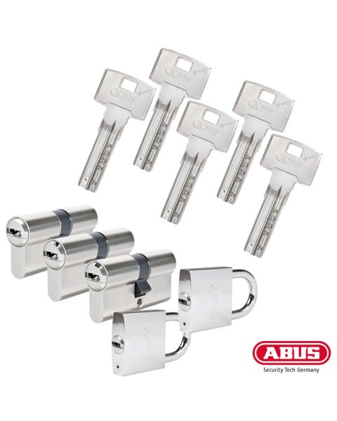 ABUS Bravus 3000 Schließzylinder Set | Bestehend aus 3 Profilzylinder & 2 Vorhangschlösser