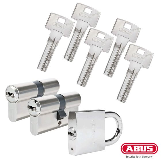 ABUS Bravus 3000 Schließzylinder Set | Bestehend aus 2 Profilzylinder & 1 Hangschloss