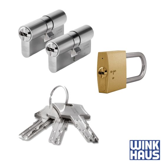 WINKHAUS keyTec N-tra 3er Set | 2 Profilzylinder & 1 Vorhangschloss