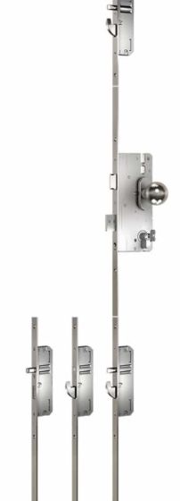 Mehrfachverriegelung 3-teilig, Entfernung 72 mm, mit 2 Schwenkhaken