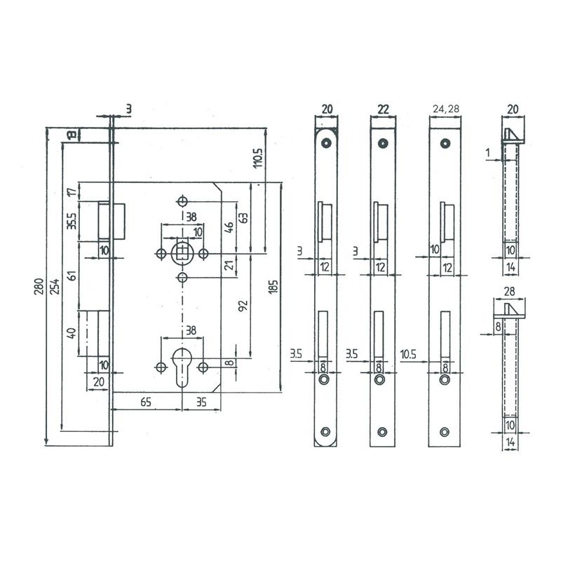 Haustür-Einsteckschloss