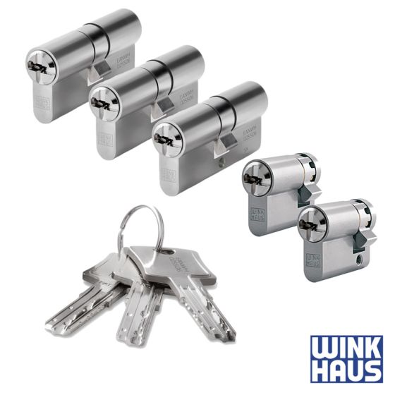 WINKHAUS keyTec N-tra 5er Set | 3 Profilzylinder & 2 Halbzylinder