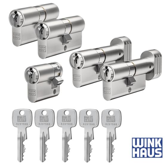 WINKHAUS keyOne X-pert 5er Set | 2 Profilzylinder, 2 Knaufzylinder & 1 Halbzylinder